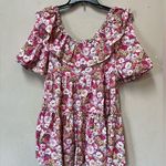 Women’s Pink Colorful Ditsy Floral Off Shoulder Ruffle Baby Doll Dress S Photo 0
