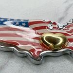 Avon Vintage USA American Flag Heart United States Keychain Keyring Photo 1