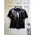 Sanctuary Perfect Sequin Top Black Short Sleeve Crew Neck Party Sparkle Size XS Photo 1