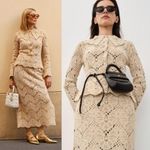 BY MALENE BIRGER Crochet Gwenevere Cardigan Small NWOT Tan Photo 2