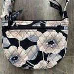 Vera Bradley Retired Camillia Saddle Crossbody Bag Purse Black Grey Floral Photo 0