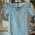 Blue lace embellished rhinestone dress Photo 2