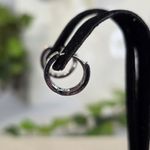 Small White Gold Filled Huggie Hoop Earrings Greek Key Design Silver Photo 2