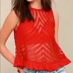 Free People Red She’s A Doll Lace Top Size Large Photo 0