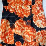 Shareen  Collection V Neck Black and Orange Floral Print Dress Photo 4