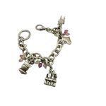 Princess Charm Bracelet Silver Pink Crystal castle Chair heart princess Photo 6