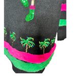 Ugly Christmas sweater pretty flamingo palm trees 99 Jane street tropics small Black Photo 5