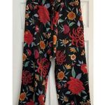 Natori Womens LG Satin Sleep Pants Black Floral Vibrant Wide Leg Tropical Flowy Photo 0