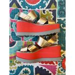 Free People  Kate Rose Gold Platform Wedge Disco Sandals Size: EU 39 US 8 Photo 3