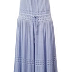 Point Sur Light Blue Linen Blend Knit Maxi Dress Sleeveless Drawstrings Size M Photo 0