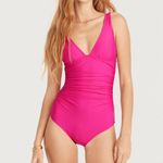 J.Crew Magenta Orchid Ruched V Neck One Piece Swimsuit Sz.24W NWT Photo 0