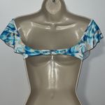 Hollister  Flounce Ruffle Bikini Bandeau Swim Top Off Shoulder Blue Watercolor XS Photo 5