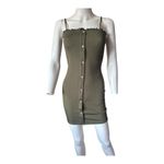 Almost Famous  Small Bodycon Mini Olive Green Button Front Spaghetti Strap Dress‌ Photo 1
