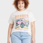 Graphic Tee with Ford Bronco Print Pastel Colors Size XXL Pink Photo 0