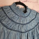 Rebecca Minkoff  JORDANA TOP 100% TENCEL DENIM CHAMBRAY MOCK NECK BLOUSE SMALL Photo 2