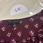 Talbots  Ruched Sleeve Blouse Top Short Sleeve Red Geometric Polyester Size Small Photo 4