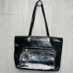 Vintage Marino orlandi large black leather tote bag purse laptop designer gold h Silver Photo 1