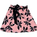 Loft Ann Taylor Skirt Women's Sz XS Pink Black Floral Print Lined Sash Tie Belt Photo 2