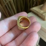 Crystal IP Gold Ion Plating Brass Ring Size 6 Gold Photo 4