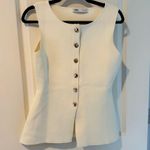ZARA  Off-White Knit Gold Button Sleeveless Top Vest | M Photo 2