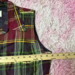 Silk Plaid Sleeveless‎ Blouse Top Button Down Collared Shirt i(E) L Size L Photo 3