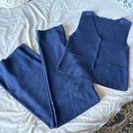 Pink Rose Navy Blue Pants & Vest Set Photo 0