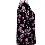 Lavish black pink floral stretch neck blouse 1X Photo 2