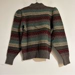 Lands' End Vintage  Shetland Wool Striped Cardigan Sweater Indie Grunge Grandpa Photo 5