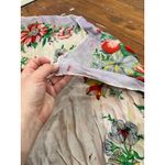 Vintage FLORAL White Red Silky Scarf Small Tablecloth Roses Headwrap Scarf Photo 6