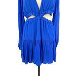 ALC Frank ALC A.L.C. Izzy ll Mini Dress Long Sleeve‎ Cut-Out Silk Georgette Blue Size 12 Photo 6