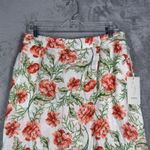 Joie  Linen Skirt Womens L White Red Green Floral Midi‎ Summer Boho Chic Resort Photo 3