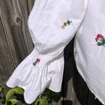 ZARA  White Floral Embroidered Cotton L/S Top M Photo 2