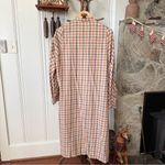 Vintage Flannel Cotton Plaid Long Sleeve Maxi Dress Brown Size L Photo 5