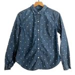 Gap  1969 Cotton Blue Denim White Polka Dots Button Up Long Sleeve Shirt Top Photo 0