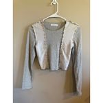 Paper Crane Ribbed Long Sleeve Crop Top Two Tone Stitch Detail XS Photo 4