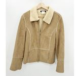 Tribal Womens Y2K 90s Suede Jacket Tan Full Zip Boho Sherpa Lined Size M Brown Size M Photo 5