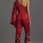 Anthropologie Farm Rio x One-Shoulder Printed Satin Jumpsuit (NEW) Photo 1