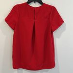 Madewell  Red Short Sleeve Pleated Keyhole Back High Low Shirt Top Size Small EUC Photo 6