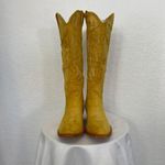 NEW Mustard Yellow Faux Suede Flame Stitched Western Cowgirl Boots US 6 Photo 2