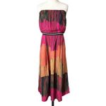 Hunter Bell  Strapless Midi Dress Abstract Colorful Print Size 8 Photo 1
