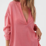 O'Neill Pink 100% Cotton Gauze Saltwater Solids Belizin Coverup Tunic Size S Photo 0