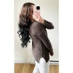 Daisy Fuentes  Brown Kangaroo Pocket Scoop Neck Pullover Sweater Lagenlook Small Photo 5