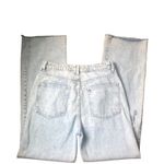 We Wore What Icon Mom Jean Sz 31 Light Wash Distressed Raw Hem Wide Leg Mid Waist Photo 1