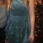 TCEC  Holiday Green Velvet Tiered Dress Photo 0