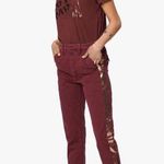 mother the shaker prep fray killing time maroon rose gold stripe trousers pants Red Size 24 Photo 9