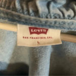 Levi's Levi’s | Light Indigo Louise Short Puff Sleeve Hey Friend Crop Top Blouse Size L Photo 5