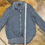 About A Girl  Plaid Sheer Button Down Long Sleeve Medium Photo 5