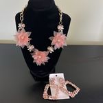 Neutral Flower & Gems Necklace .. Time And Tru Brand with statement earrings Photo 11