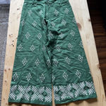 ZARA  Green Pants with‎ White Embroidered Accents Photo 0