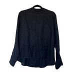 Flax  Linen Lagenlook Boho Button Front Lightweight Jacket Shirt | Black | Medium Photo 1